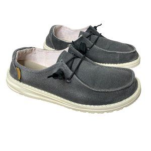 Hey Dude Women's Wendy Chambray Off Black Slip On Casual Comfort Shoes Size 8